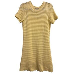 Y2K GAP summer sweater dress lined with cami dress sz S Crochet Knit buttery yel